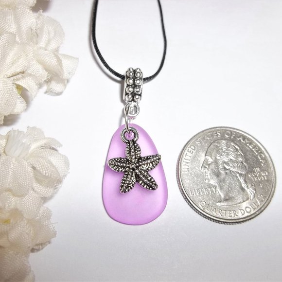 Starfish Necklace Silver and Purple Beach Vacation Themed Jewelry Set Ocean 7062 - Picture 2 of 11